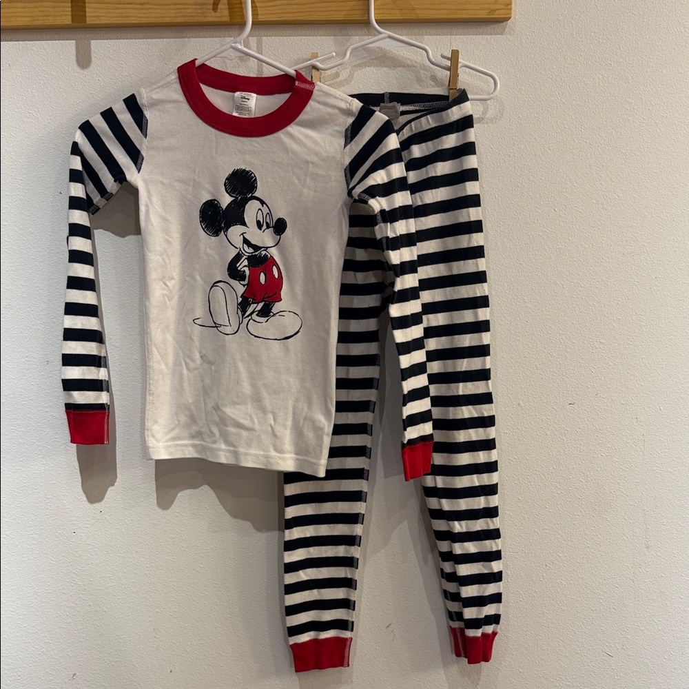 Hanna Andersson Mickey Mouse Striped Pajama Set - Red, Black, White